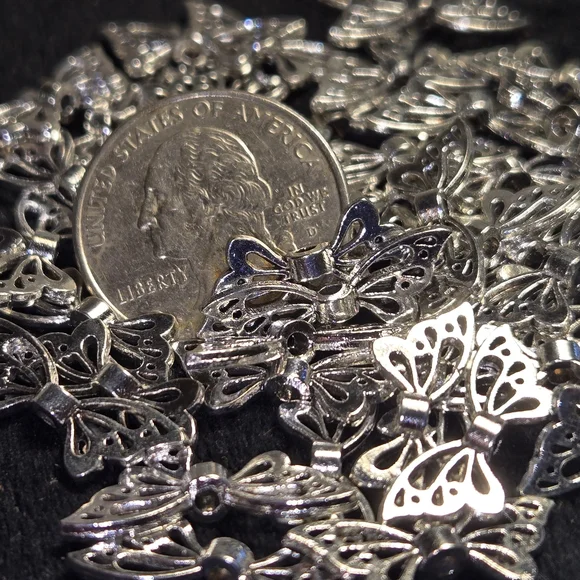 Silver Filigree Butterfly Spacer Findings - Picture 1 of 5